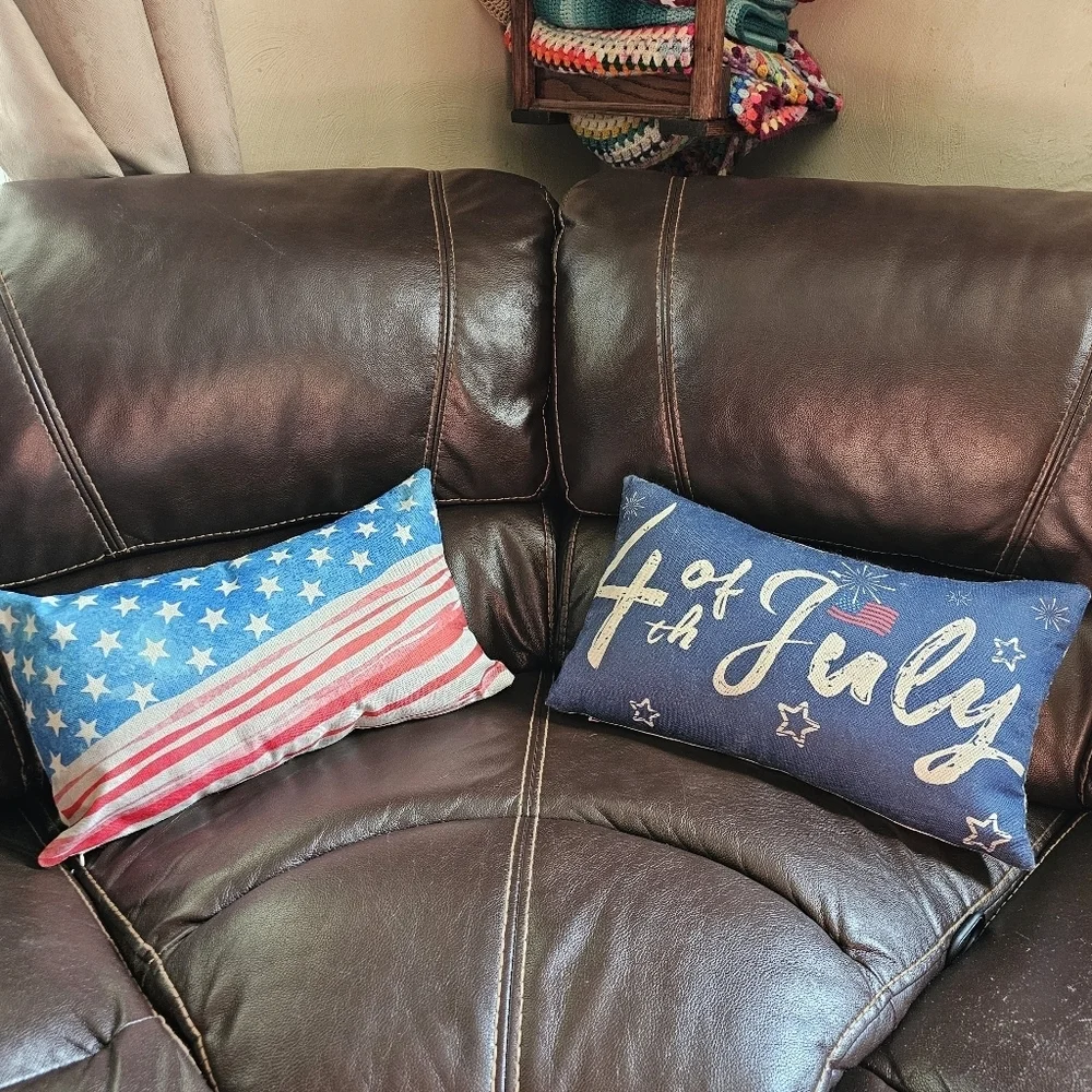 4th of July Themed Small Rectangle Canvas Pillow Covers Outdoor Indoor  NEW